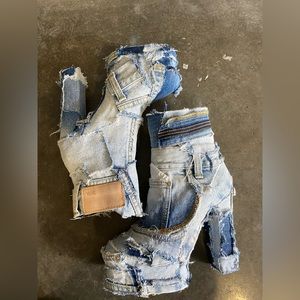 Denim custom booties size 7